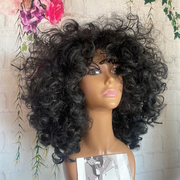 ✨ BLACK SOFT AFRO CURLY  CURLS FULL CAP WIG *NEW* - Picture 5 of 12